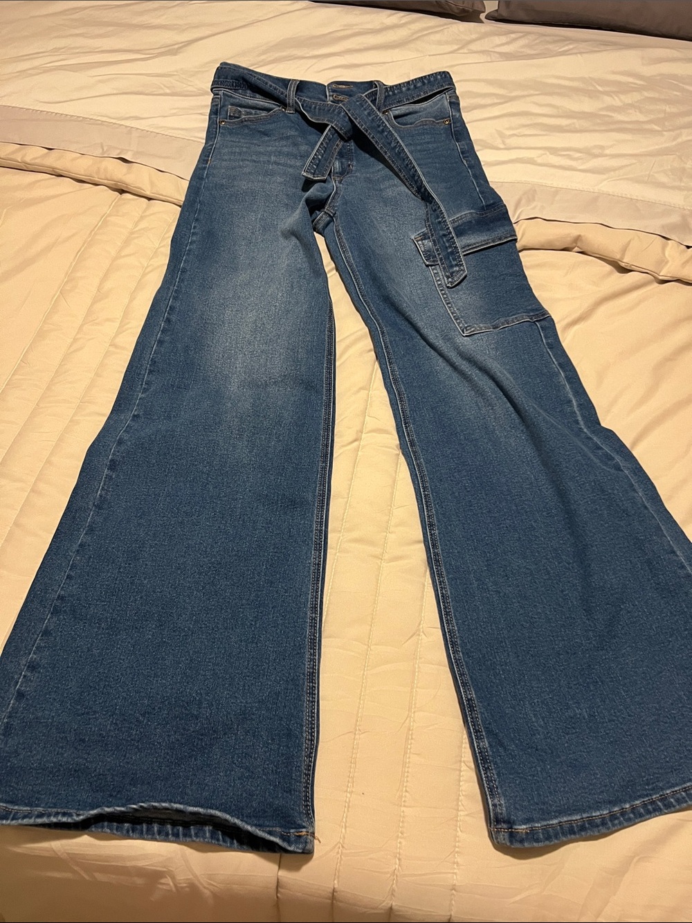 sofia by sofia vergara Dark Blue Wide-Leg Flared Jeans with Utility Pocket